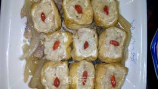 Hakka Fried Tofu Stuffed with Glutinous Rice recipe