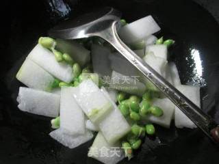 Boiled Winter Melon with Mustard Shredded Edamame recipe