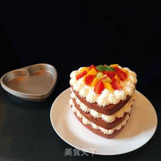 Heart Shaped Fruit Naked Cake recipe