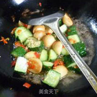 Fried Cucumber with Golden Fish Ball recipe