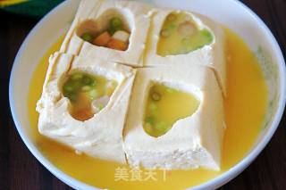 Steamed Custard with Anchovy Prawns, Tofu and Matsutake recipe