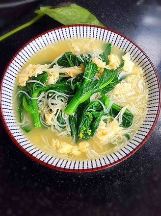 Rice Noodles with Choy Sum and Egg Soup recipe