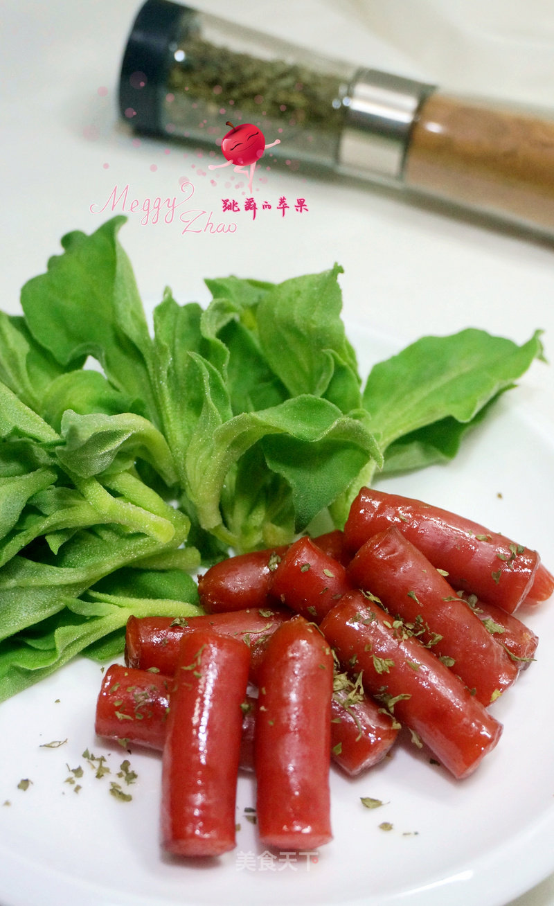 Fried Sausage with Ice Grass recipe