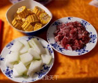 Cooking Corn and Winter Melon Pork Rib Soup in A Boiling Pot Off The Fire recipe