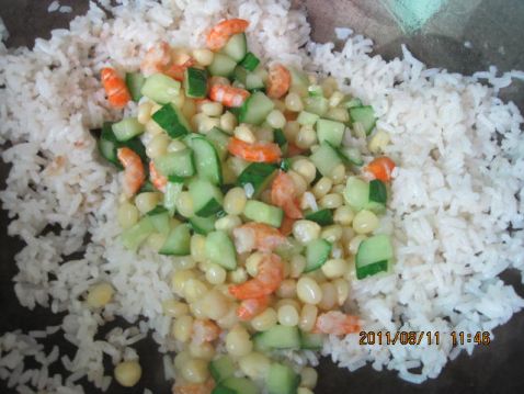 Three Diced Fried Rice with Scallions recipe