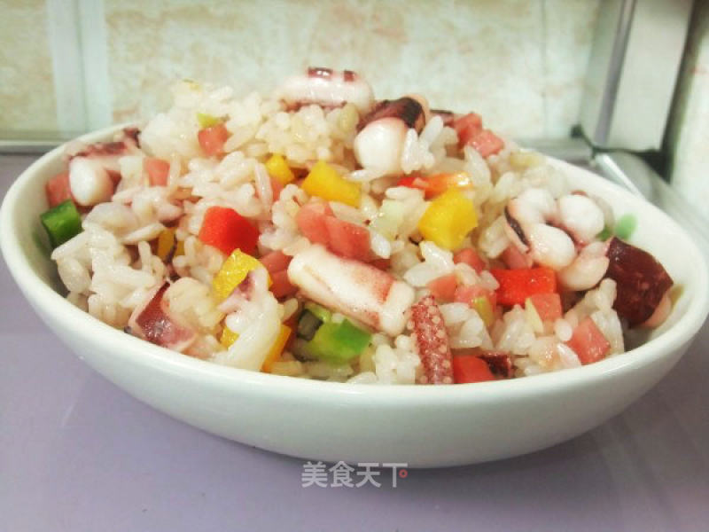 Fried Rice with Squid and Ham