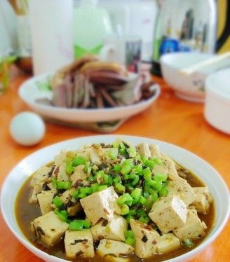 Stewed Tofu with Minced Meat and Winter Vegetables recipe