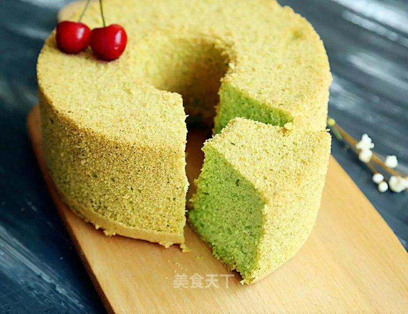#aca烤明星大赛# Spinach Chiffon Cake with Xylitol recipe
