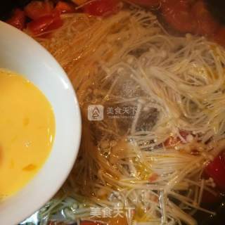 Tomato Enoki Mushroom Egg Soup recipe