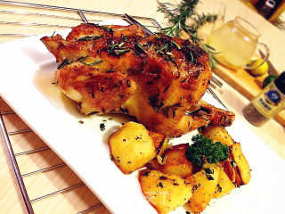World Cup Roasted Spring Chicken with Lemon Sauce and Herbs recipe