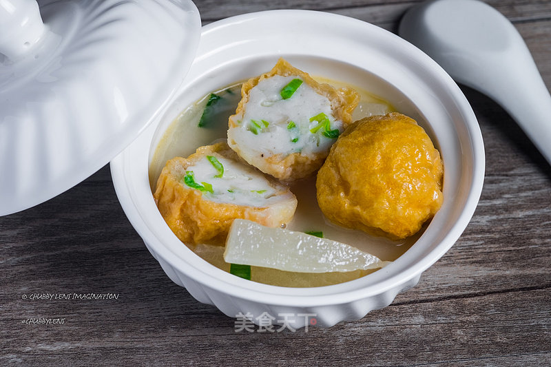 Hand-made Fish and Gluten Stuffed in Soup recipe
