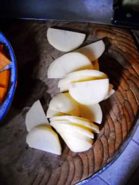 Steamed Pumpkin with Chopped Pepper and Bacon recipe