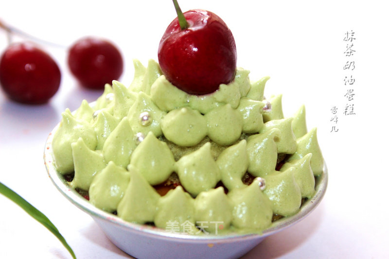 #aca烤明星大赛# Matcha Cherry Cake recipe