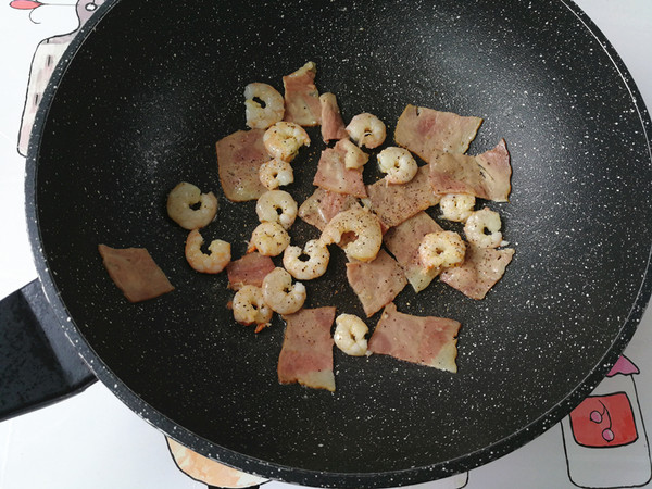 Fried Rice with Bacon and Pea recipe