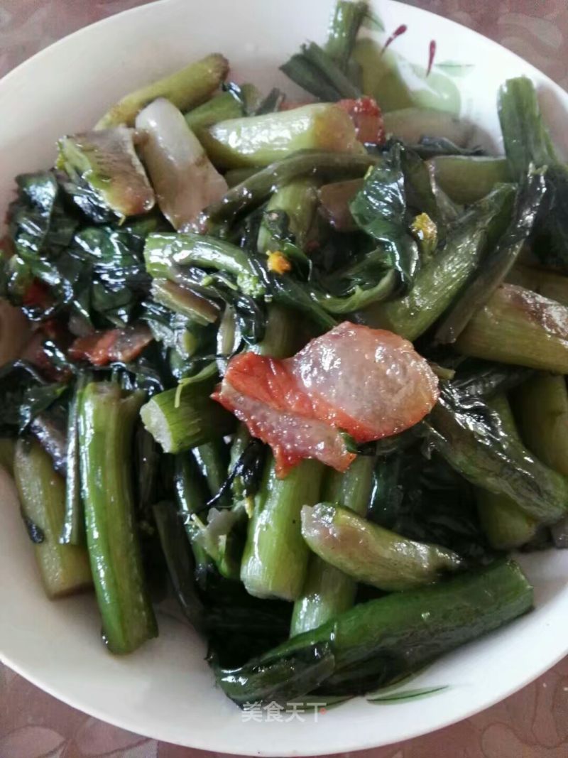 Stir-fried Vegetable Moss with Bacon recipe