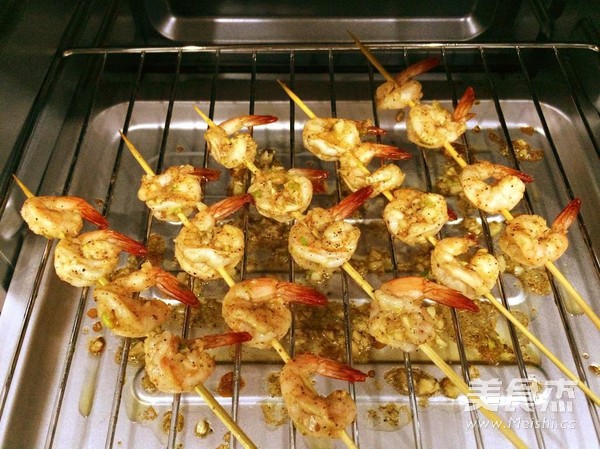 Homemade Garlic Grilled Shrimp Skewers in Winter recipe