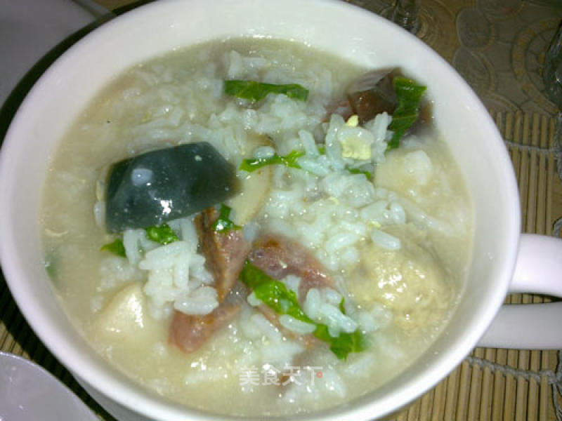 Congee is Here~ Preserved Sausage, Preserved Egg and Fish Ball Porridge recipe