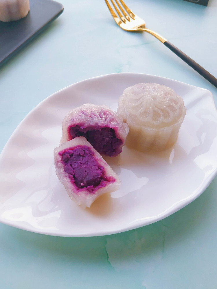 #最美哪中秋味#sugar-free and Oil-free Purple Sweet Potato Yam Mooncakes