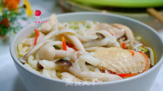 Chicken Wing Mushroom Soup Hand Rolled Noodles recipe