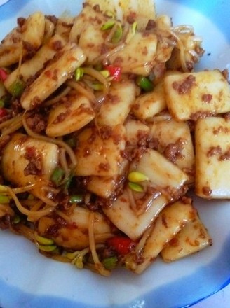 Stir-fried Rice Cake with Pork Mocha recipe