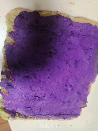 Spinach Purple Sweet Potato Cake Roll recipe