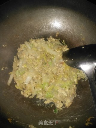 #春时正好# Scrambled Eggs with Cabbage and Shrimp Skin recipe