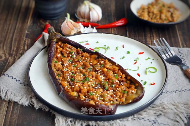 #trust之美#grilled Eggplant with Mushrooms and Minced Meat recipe