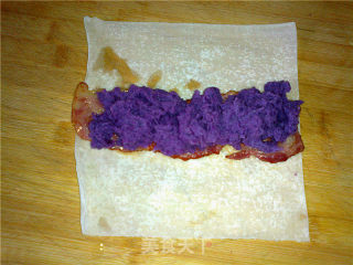 Creamy Purple Sweet Potato Bacon Spring Rolls recipe