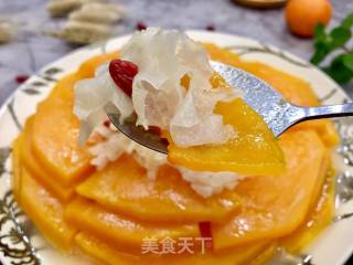 #吉祥年菜#golden and Silver Full House Fumancang~steamed White Fungus with Coconut Fragrant Pumpkin recipe