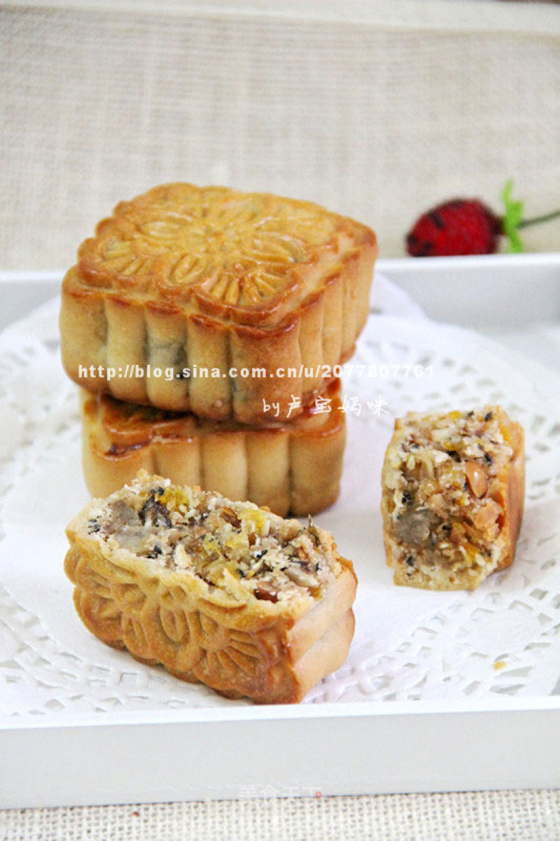 Upgraded Version-cantonese-style Pork Floss and Five-ren Barbecued Pork Mooncake (with Detailed Process Diagram) recipe