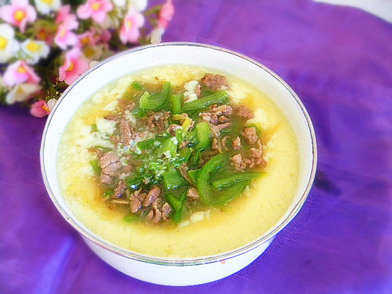 Green Pepper Shredded Pork Egg Soup recipe