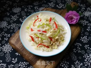 Green and Red Pepper Mixed with Cabbage Shreds recipe