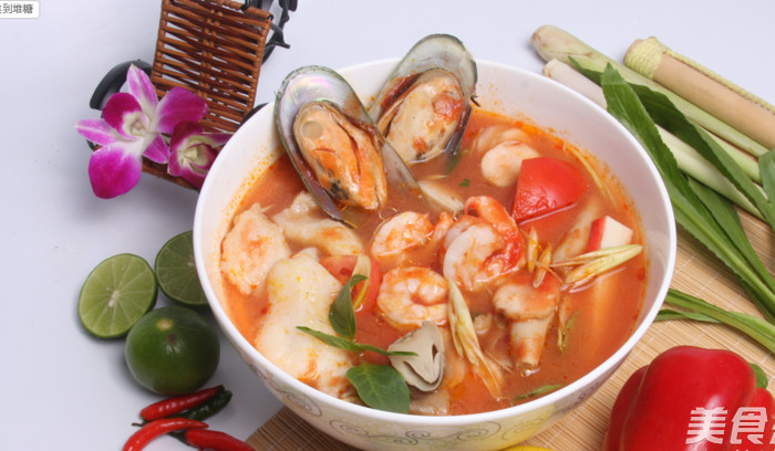 Hot and Sour Coconut Milk Seafood Soup recipe