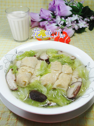Boiled Noodles with Mushrooms and Cabbage recipe