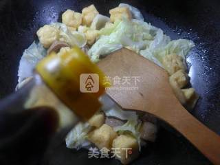 Beef Tendon Balls with Oily Tofu and Boiled Cabbage recipe