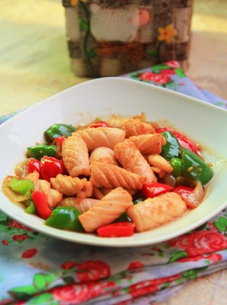 Fried Squid with Colored Pepper recipe