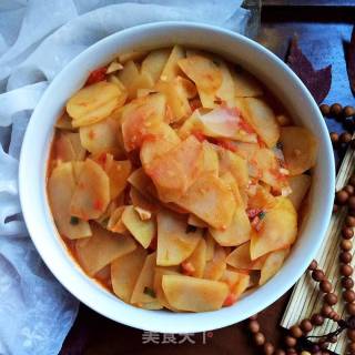 Potato Chips in Tomato Sauce recipe