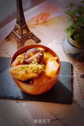 Beer-boiled Mushrooms and Potatoes Chicken Wings recipe