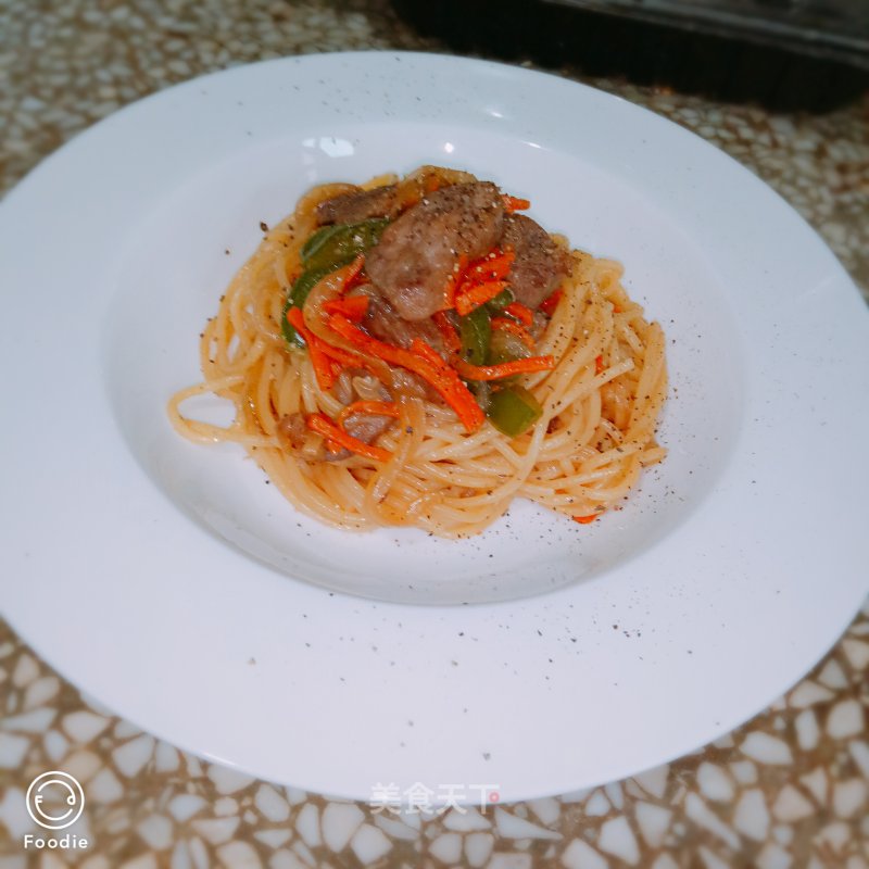 Black Pepper Steak Pasta recipe