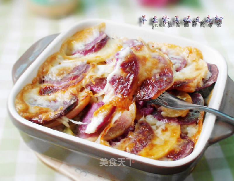 Apple and Purple Sweet Potato Baked Shell Noodles recipe