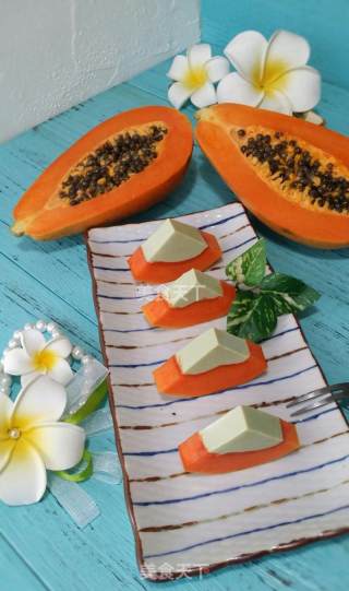 Matcha Milk Papaya Jelly recipe