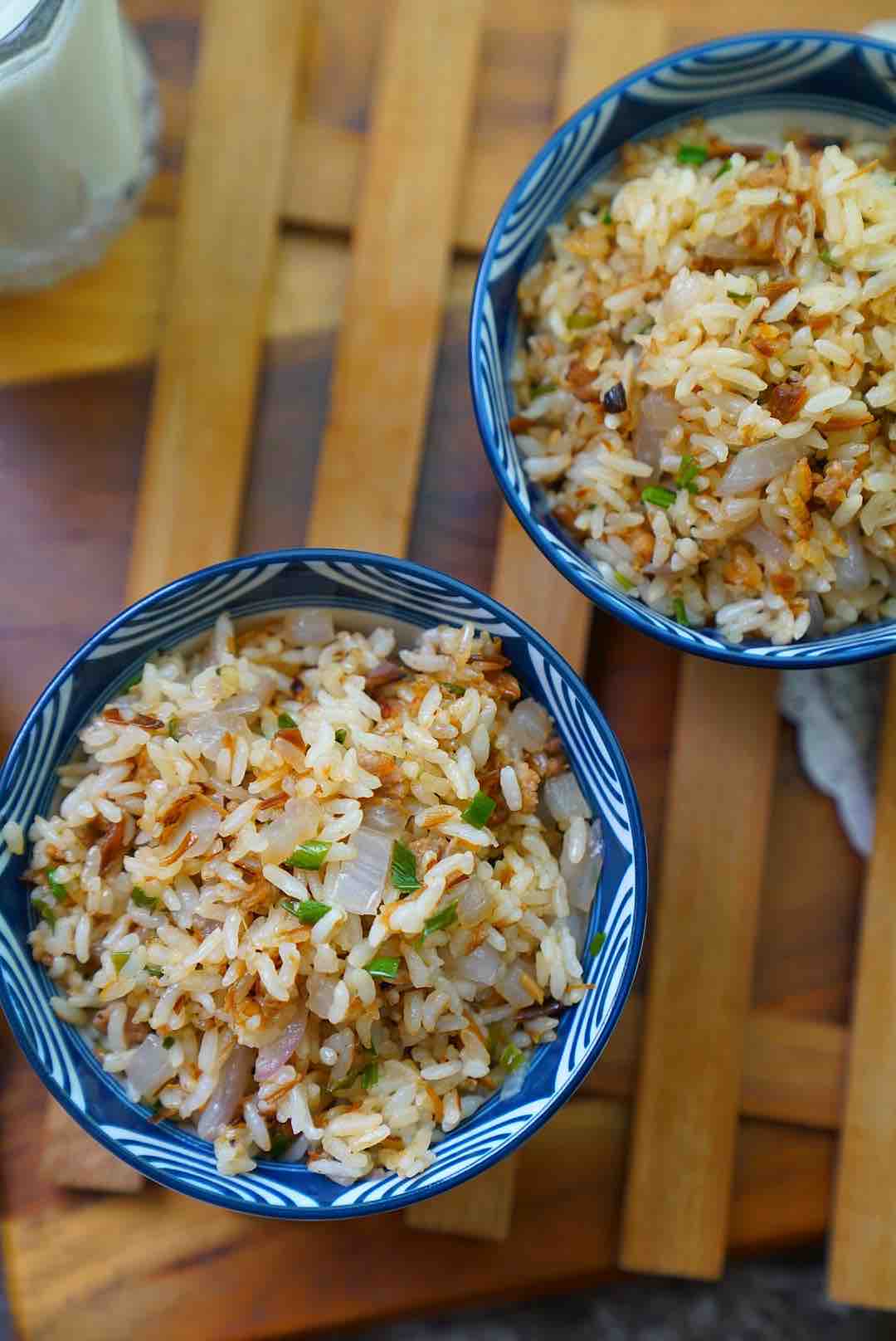 Fried Rice with Onion Minced Pork recipe