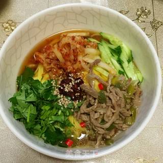 Cornmeal Beef Warm Noodles (korean) recipe