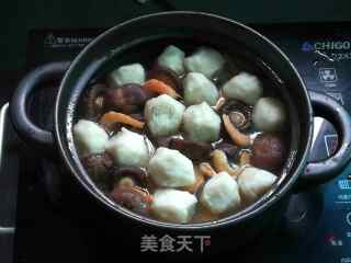 Braised Fish Balls with Mushrooms and Shrimp Rice recipe