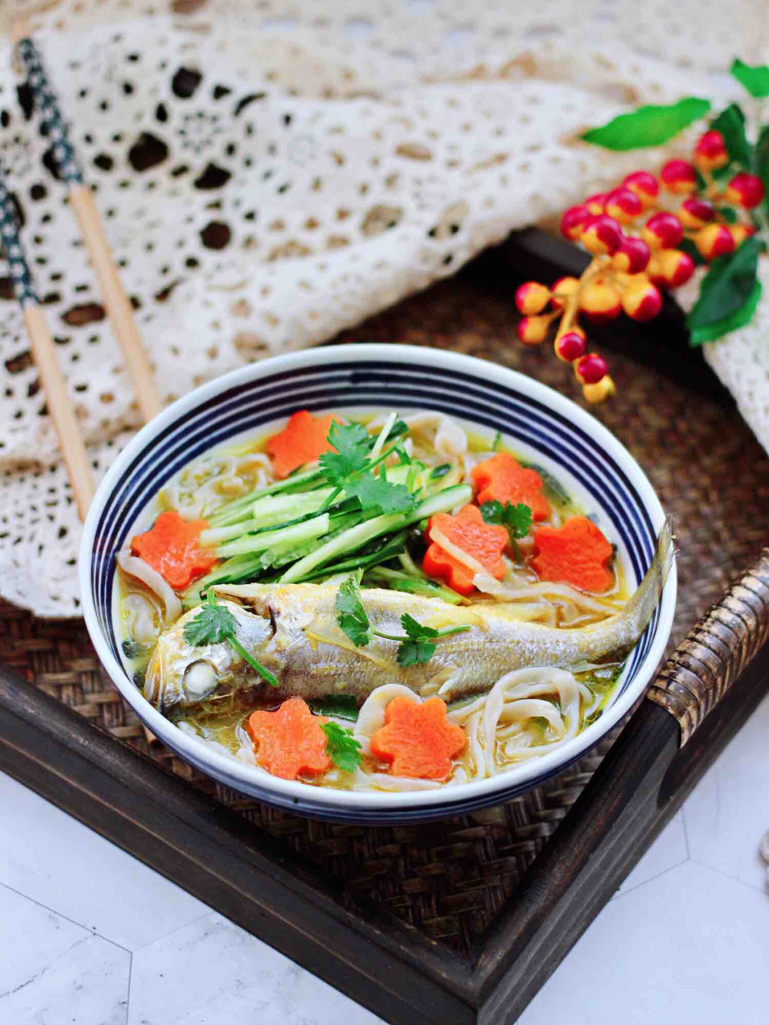Yellow Croaker and Sweet Potato Noodles in Sour Soup