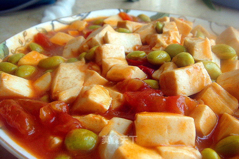 Sweet and Sour Appetizer, Novices Will Surely Know-[tomato and Edamame Stewed Tofu] recipe