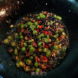 Stir-fried Green Pepper with Minced Pork in Black Bean Sauce recipe