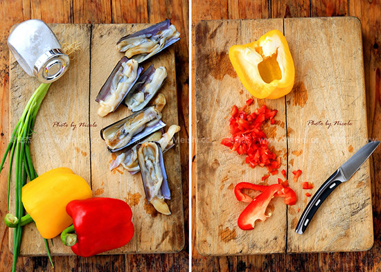 Braised Razor Clam with Colored Pepper recipe