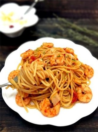 Shrimp and Vegetable Spicy Sauce Noodles