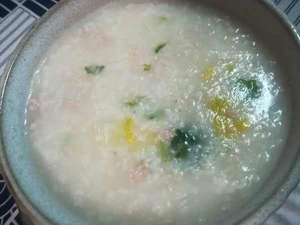 Chicken Soup Pork Congee with Vegetables recipe